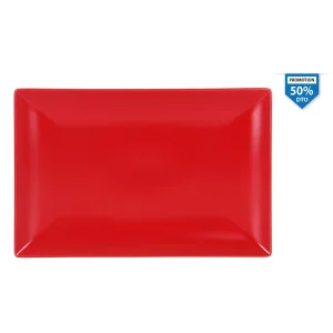 Fuente Rectangular Rojo 34X22X2.5Cm Stoneware