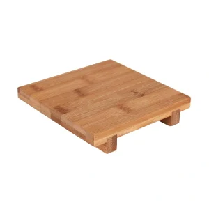 Bandeja Bambu Rectangular Con Pie Alto