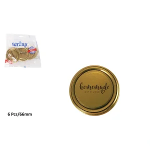 Set 6 Tapas 66T Twist Off Gold Vidrio