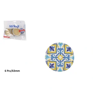 Set 6 Tapas 63T Twist Off Mosaic Vidrio
