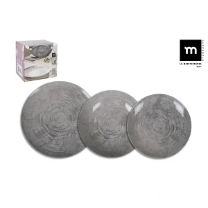 Vajilla 12Pcs Arzua Monaco Gris Brillo Porcelana