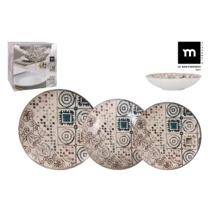 Vajilla 12Pcs Creta Monaco Ivory Brillo Porcelana