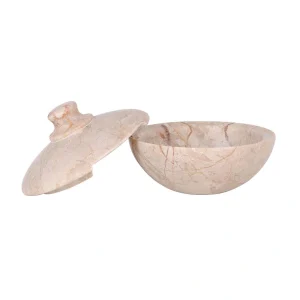 Bowl Marmol Con Tapa Beige 16X9Cm Purasangre