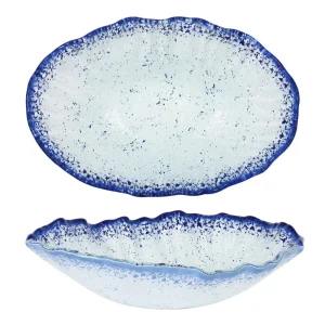 Fuente Vidrio Purasangre Oval Cobalto