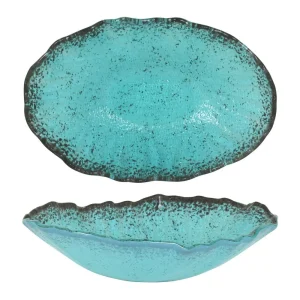 Fuente Vidrio Purasangre Oval Turquesa