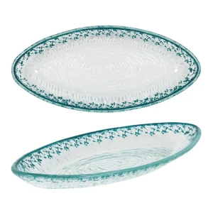 Bandeja Vidrio Purasangre Oval Guajiro Turquesa