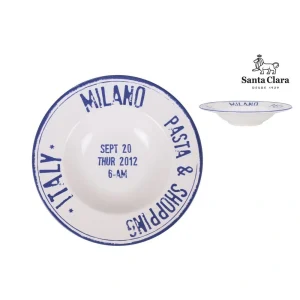 Plato Pasta 28Cm Letras Azules Porcelana