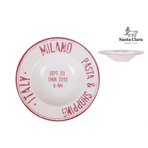 Plato Pasta 28Cm Letras Rojas Porcelana